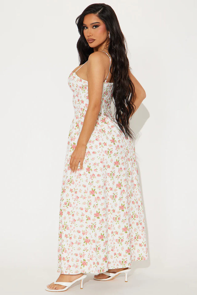 Elsa Floral Poplin Maxi Dress - White/combo