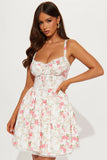 Pretty Sweet Floral Corset Mini Dress - White/combo