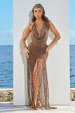 COCO DRESS-BROWN