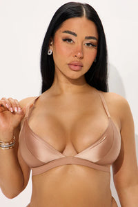 Too Smooth Satin Triangle Bralette - Nude