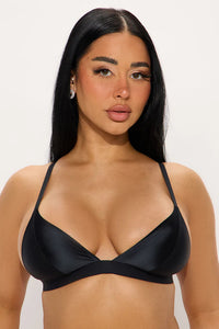 Too Smooth Satin Triangle Bralette - Nude