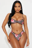 Glovetta Ocean Wave Bandeau Whipstitch 2 Piece Bikini - Brown/combo