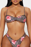 Glovetta Ocean Wave Bandeau Whipstitch 2 Piece Bikini - Brown/combo