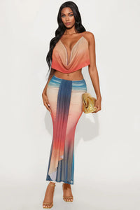 Sundazed Ombre Mesh Maxi Skirt Set