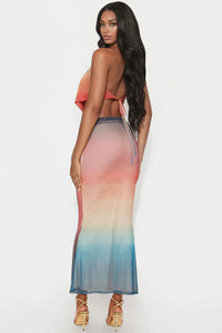 Sundazed Ombre Mesh Maxi Skirt Set