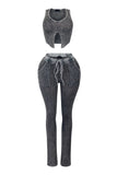 Twin Flame Ribbed Knit Tank Top & Pants SET