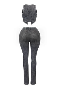 Twin Flame Ribbed Knit Tank Top & Pants SET