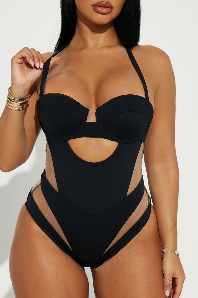 Megan Cutout 1 Piece Swimsuit - Black