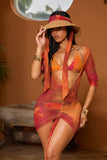 BRIM SUN VISOR HAT- ORANGE ABSTRACT