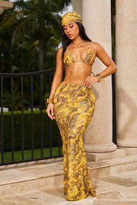 LEYLA SKIRT-YELLOW SNAKE