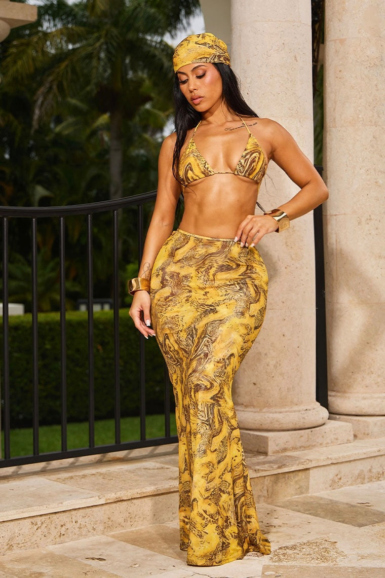 LEYLA SKIRT-YELLOW SNAKE