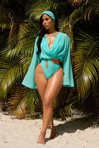 DENIZ DRAPE TOP-BLUE