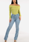 Butt Lift Mid Rise Stretch Bootcut Jeans Light Wash