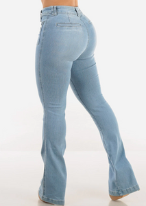 Butt Lift Mid Rise Stretch Bootcut Jeans Light Wash