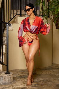 INES TOP-RED PRINT
