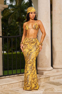 LEYLA SKIRT-YELLOW SNAKE