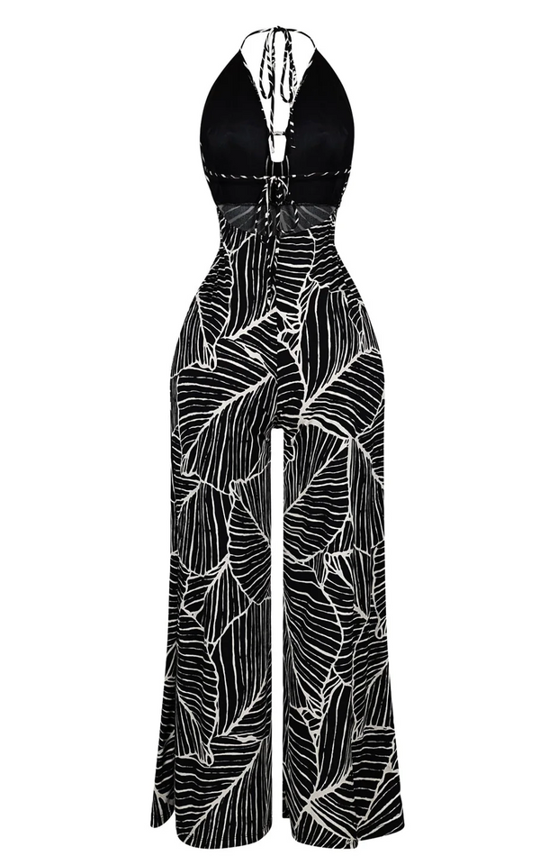 Daphne Crepe Halter Cowl Neck Jumpsuit
