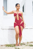 JUST BEACHY SARONG-BURGUNDY