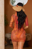 BRIM SUN VISOR HAT- ORANGE ABSTRACT