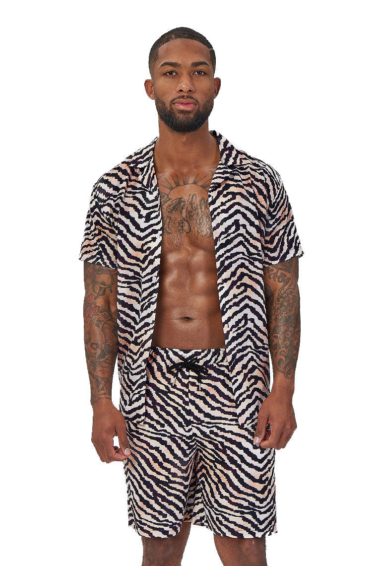 LAGUNA NIGHTS SHIRT-MULTICOLOR ZEBRA PRINT