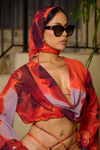 CORRI HEADSCARF-RED PRINT