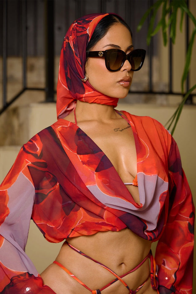 CORRI HEADSCARF-RED PRINT