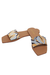LET IT SLIDE SANDALS-YELLOW/BLACK ZEBRA PRINT