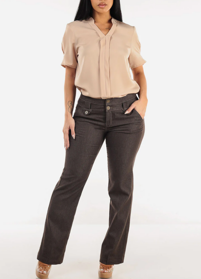 Mid Rise Brown Bootcut Jeans