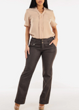 Mid Rise Brown Bootcut Jeans