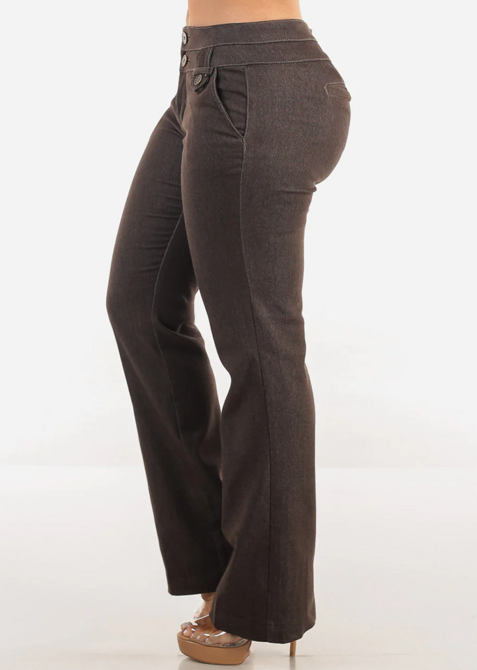 Mid Rise Brown Bootcut Jeans