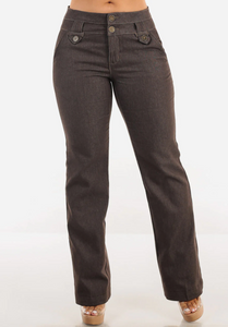 Mid Rise Brown Bootcut Jeans