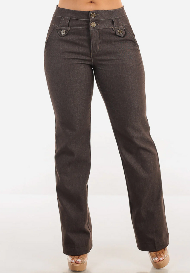 Mid Rise Brown Bootcut Jeans