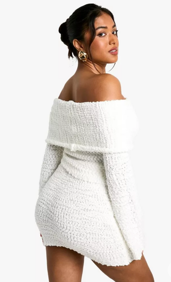 Petite Boucle Bardot Cropped Jumper & Skirt Set