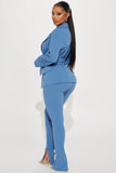 Point Of Interest Pant Set - Dusty Blue