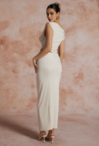 Solid Asymmetrical Top And Twist Slit Skirt Set