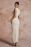 Solid Asymmetrical Top And Twist Slit Skirt Set