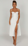 Ruched bust split thigh cami dress
