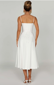 Ruched bust split thigh cami dress