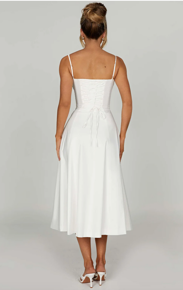 Ruched bust split thigh cami dress