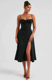 Ruched bust split thigh cami dress