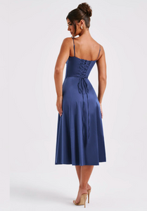 Ruched bust split thigh cami dress
