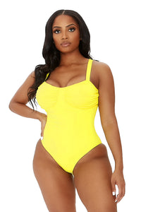 COAST IS CLEAR SWIMSUIT-NEON YELLOW