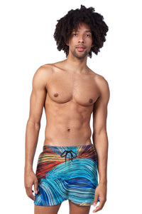 CREW LOVE BEACH SHORTS- ABSTRACT LINE PRINT