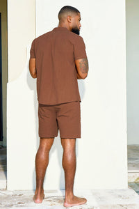 APPLY PRESSURE LINEN SHIRT-COFFEE