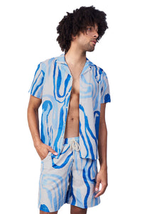 LAGUNA NIGHTS SHIRT-BLUE LINE PRINT
