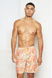 CREW LOVE BEACH SHORTS - PEACH ABSTRACT