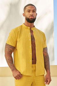 APPLY PRESSURE LINEN SHIRT-YELLOW