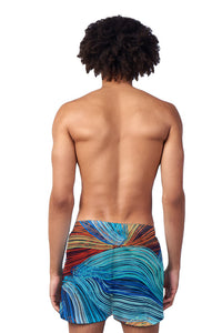 CREW LOVE BEACH SHORTS- ABSTRACT LINE PRINT