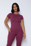 ESSENTIAL CREWNECK TOP-RED WINE