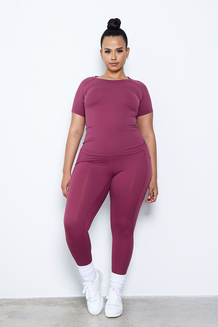 ESSENTIAL LEGGINGS-RED WINE